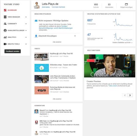 ytdash YouTube Dashboard, 60 Frames auf YouTube und mehr