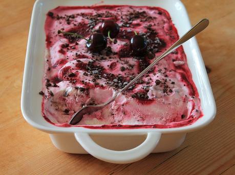 Kirsch-Joghurt-Eis mit Schokoladenstückchen