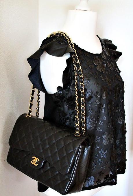 Ootd:  Black Tull and Leather Top & Chanel