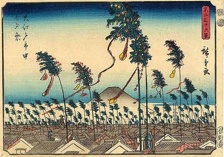 Kuriose Feiertage - 7. Juli - Tanabata - das japanische Sternenfest - Tanabata_Festival_in_Edo_(Hiroshige,_1852) via Wikimedia Commons