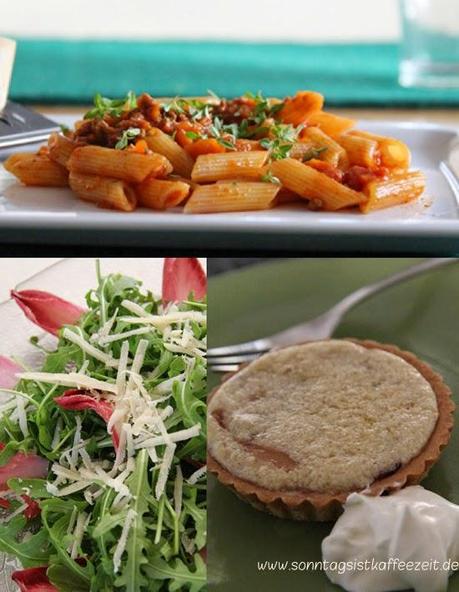 Jamie Oliver 30 Minuten Menü - Jools´Pasta Chicorée-Rucola-Salat, Mandelcreme-Törtchen
