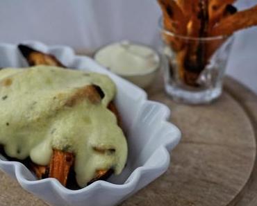 Süßkartoffel-Fries überbacken mit Chili – Estragon – Milchmayonnaise