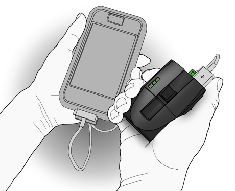 Mit dem Energie-Akku des SolePower kann dann das gewünschte Gerät via USB-Anschluss geladen werden. (c)solepowertech.com