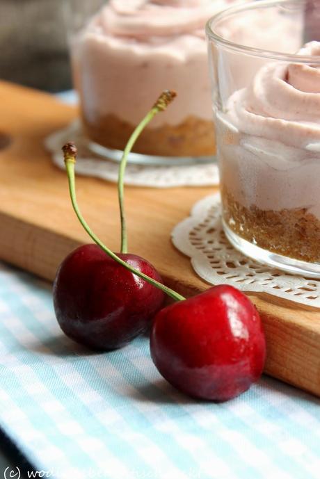 No-bake Cherry Cheesecake in a glass