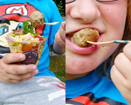 Für unterwegs: Homemade Meatballs mit Pasta Salat