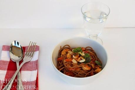Spaghetti mit Shrimps und Kirschtomaten - wer hat Lust auf Sommer?