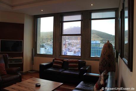 Blick von der Wohnung in Kapstadt auf den Signal Hill