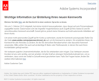 Aufforderung von Adobe zum Passwortwechsel - kein Phishing!