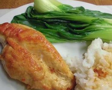 Glasierte Hähnchenbrust mit gedünstetem Pak-Choi