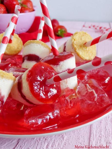 Strawberry Cheese Cake Eis Pops { Erdbeer-Frischkäse Eis am Stiel }
