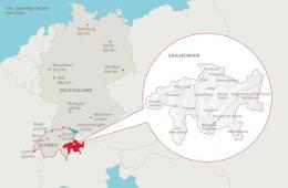 Karte: Schweiz & Graubünden im Vergleich zu Deutschland © www.graubuenden.ch
