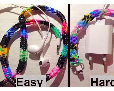 Rainbow Loom Ladekabel / Kopfhörer verzieren | 2 varianten
