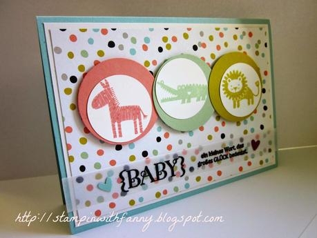 Karte zur Geburt mit Zoo Babies und DP Süße Sorbets