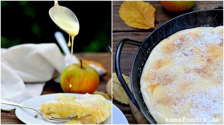 Ofen-Apfelpfannkuchen mit Vanillesauce