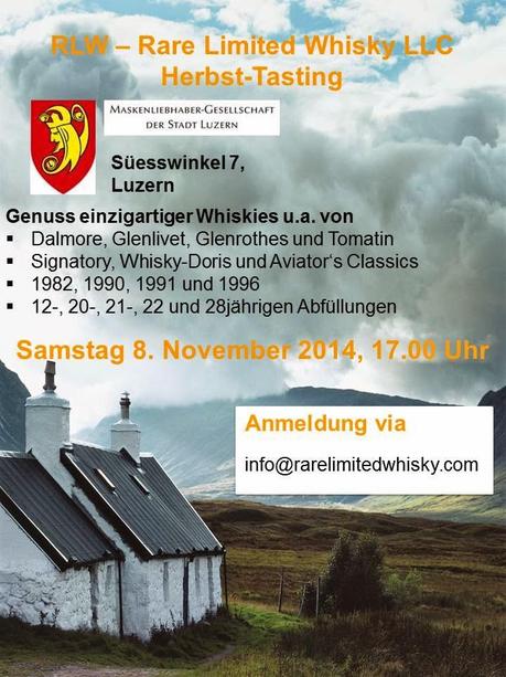 Herbst-Tasting: SA 8. November 2014 um 17 Uhr im Haus der Maskenliebhaber Gesellschaft der Stadt Luzern