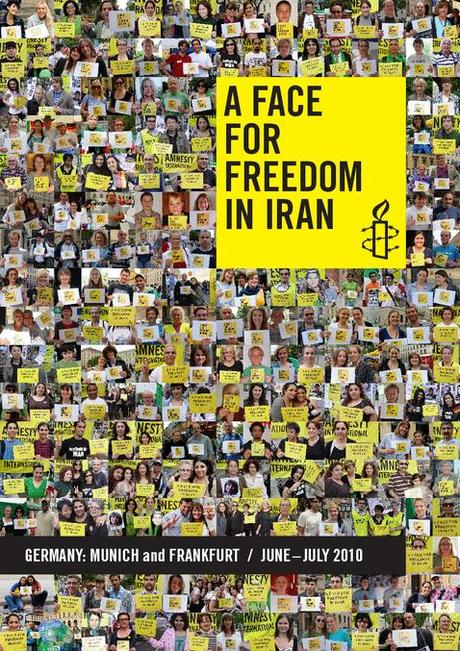 Internationale Aktionen. Ein Gesicht für Freiheit im Iran.