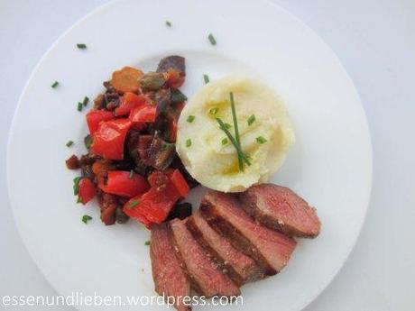 Steak - Blumenkohlpüree - Caponata