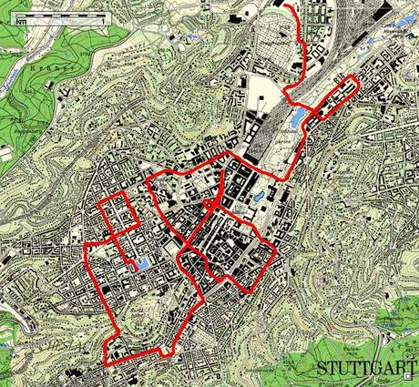 Streckenverlauf Critical Mass Stuttgart 5.9.2014 