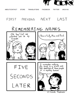 Screenshot sarahcandersen.com / Comic Strip «Remembering Names»