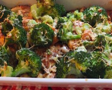 Heute gibt es Hähnchen-Pfirsich -Auflauf