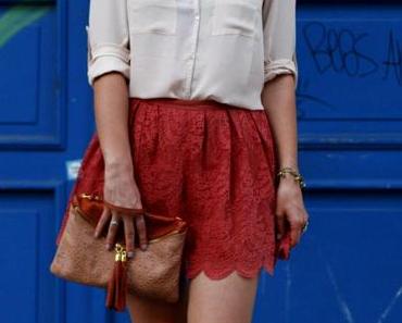 lace skirt // rusty red