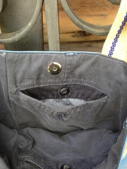 Eine Upcycling - Tischdecken - Hosen - Tasche / bag