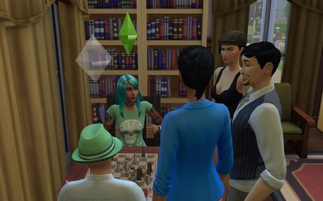 Während einer Interaktion kann man auch mit einer Gruppe von Sims sprechen