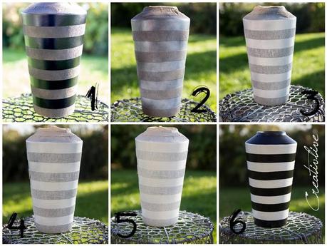 DIY gestreifte Vase