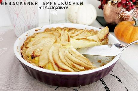 Gebackener Apfelkuchen mit Puddingcreme