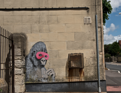 banksy gorilla pink mask