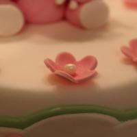 Rosa Tauftorte mit Blumen