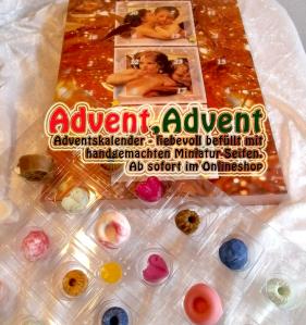 Individueller Adventskalender mit Miniatur Gäste-Seifchen. Wunderbar duftend und hautpflegend.