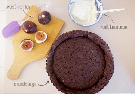 main ingredients for the chocolate fig tarte