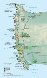 Karte Cape Naturaliste bis Cape Leeuwin im Südwesten Australiens