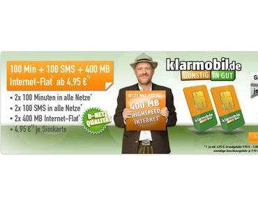 Mobilfunk Aktion: Klarmobil Starter Paket für nur 4,95 Euro mtl.!