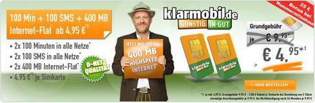 ga3402 01 Mobilfunk Aktion: Klarmobil Starter Paket für nur 4,95 Euro mtl.!