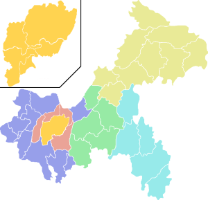 Karte von Tschungking. Quelle: „ColorChongqingMap“ von ASDFGH aus der englischsprachigen Wikipedia.
