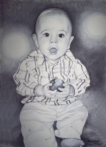 Portrait Junge, Portraitzeichnung vom Foto, Pastell auf Papier
