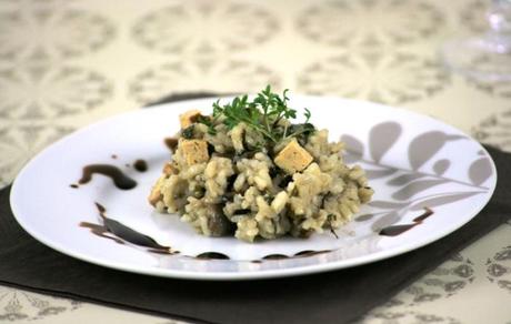 Champignon Risotto mit Mandel-Nuss Tofu