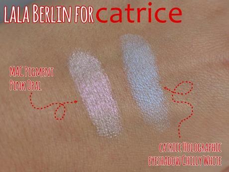 MAC Pigment pink opal lala Berlin for catrice Holographic Eyeshadow C01 Chilly White