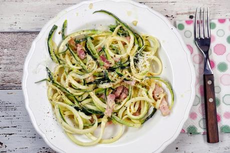 [Low Carb] Zucchini-Spaghetti (Zoodles) mit Carbonara-Sauce