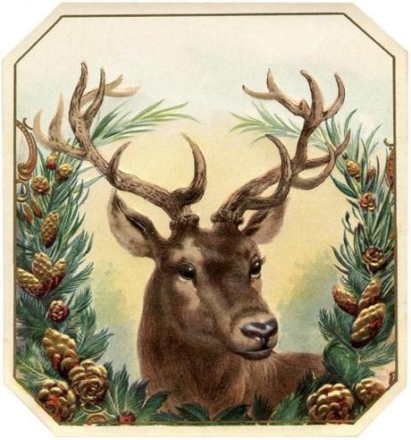 Free-Vintage-Christmas-Image-Deer-GraphicsFairy-957x1024