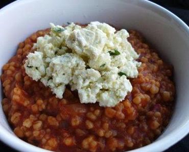 Graupenrisotto mit mariniertem Feta