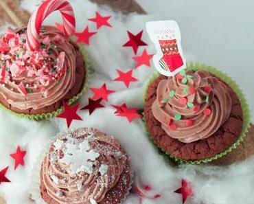 Weihnachts-Cupcakes mit Schokobuttercreme