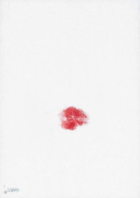 Anal Kiss A01 1999 53 x 44 cm (framed) lipstick on hotel stationery