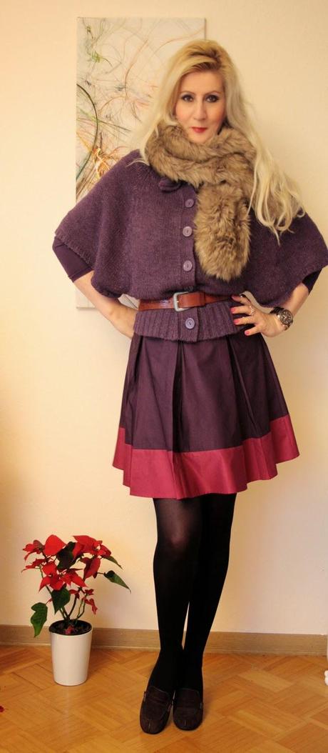 Aubergine, pink and BROWN with a little bit of fake fur