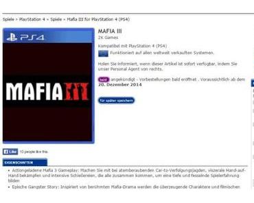 Onlinehändler listet Mafia III – Vorbestellungen voraussichtlich schon ab dem 20.12.2014 möglich?