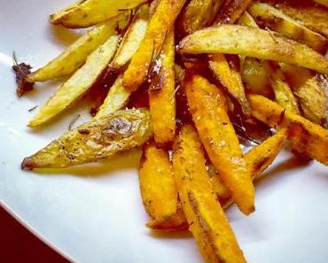 Pommes-Duo: Kartoffeln und Süßkartoffeln aus dem Backofen