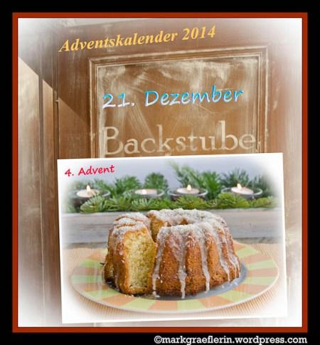 Adventskalender 2014 – Nr. 21: 4. Advent… Kleiner Kokos-Zitronen Gugelhupf