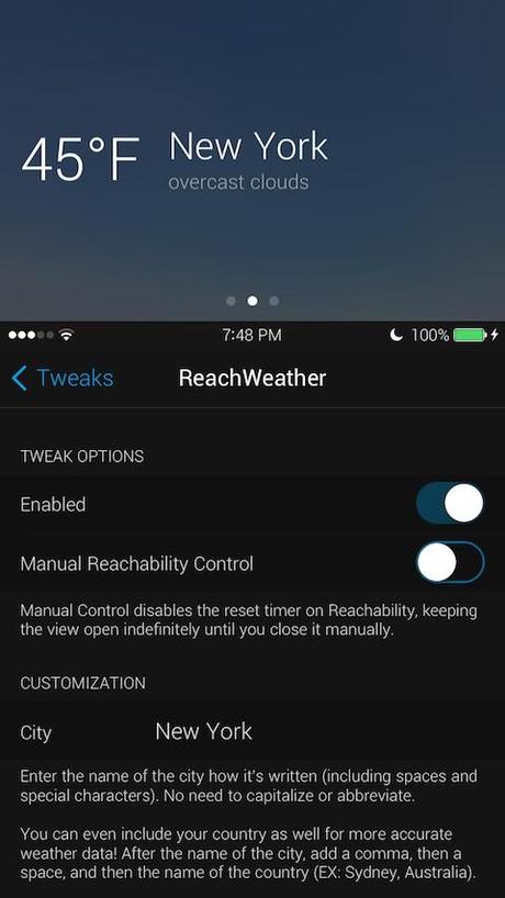 Neue Tweaks bringen Wetter Infos, iOS 8 Widgets und Nyan Cat in die Reachability View
